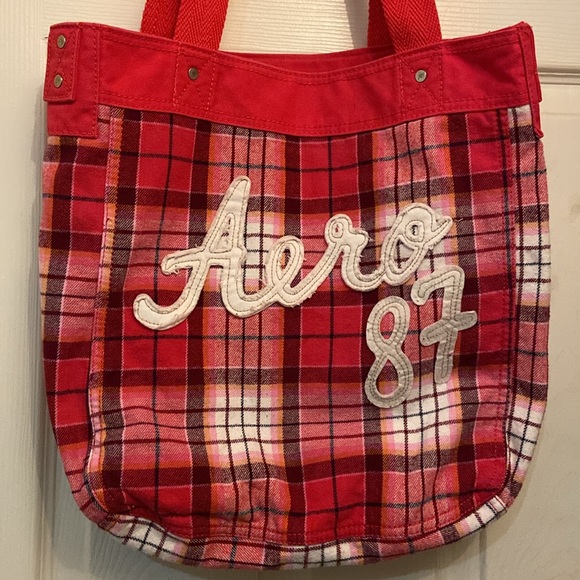 Aeropostale Plaid Lined Tote Bag - Picture 2 of 8